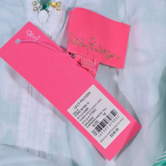 Lilly Pulitzer Tropical Green and White Mini Dress size 14 NWT - Picture 6 of 13
